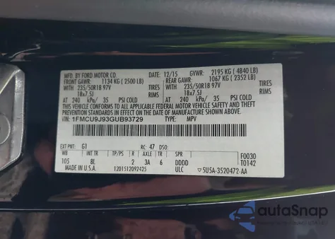 2016 Ford Escape Titanium from USA, damaged, VIN 1FMCU9J93GUB93729